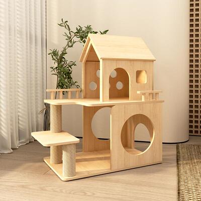 高档猛扑戏屋耍猫屋猫爬木屋层猫架双别墅猫抓板大型豪华猫布偶缅