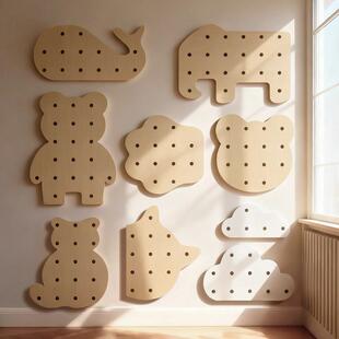 饰入户木质洞洞板收纳架 实木洞洞板定制墙上置物挂板配件创意装