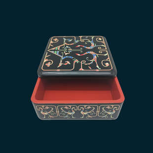 【曾侯乙仿古楚方盒彩绘收纳盒漆器漆曾大漆凤鸟纹生漆】首饰盒