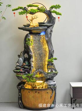 新款直销新中式假山喷泉流水摆件客厅玄关店铺公室水景观家居装饰