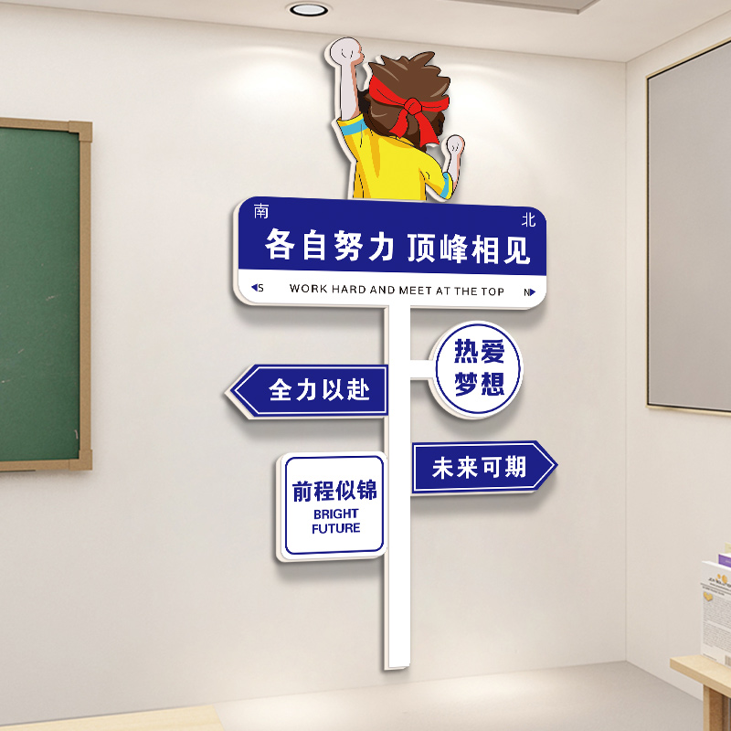 顶峰相见励志标语路牌高考教室装饰文化墙贴初三中考班级布置贴纸