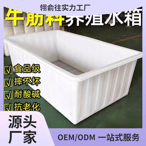 大号加厚牛筋塑料水箱长方形储水桶水产养殖方桶养鱼卖鱼牛筋浅盆