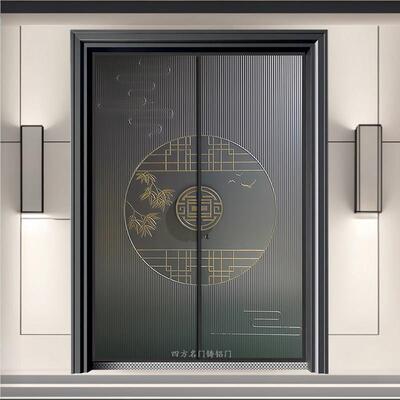 别墅大门双门家用农村自建房入户门新中式乡村庭院进户铸铝门