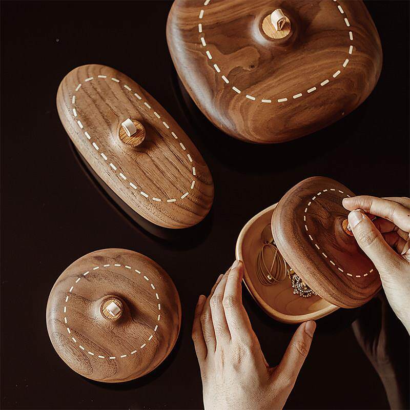 原上城实木可爱首饰手表橡果防尘收纳盒原创设计轻奢配套桌面摆件