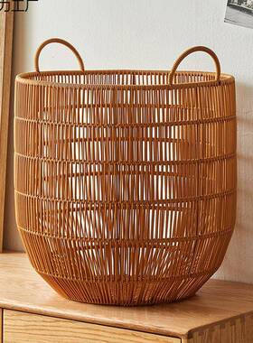 书画华f5D0BK收纳画桶筒纸书报编织塑料藤收纳仿轴书房字画筐卷篮