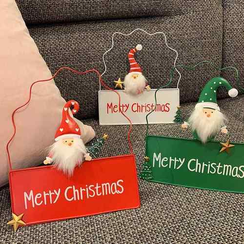 圣诞老人铁皮铁艺字母牌SwanLace圣诞树挂牌挂饰装饰挂件门挂