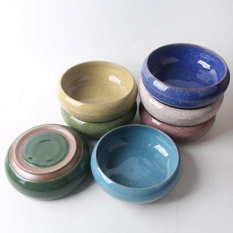 冰裂无孔水培铜钱草睡碗莲水仙绿萝花盆紫砂多肉阳台办公室盆栽