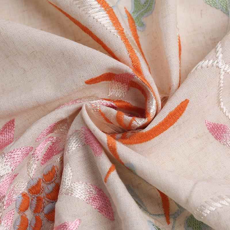 黏花胶亚麻布锦刺繁花E16025-A绣新中式菊绣布料
