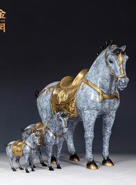 铜金岁月一马当先唐马黄铜摆件工艺品开业送礼办公室前台彩铜装饰
