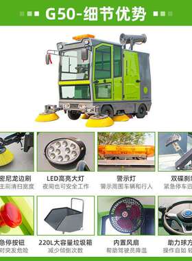 物动业小区清扫755车驾区驶式电扫地环车多种型号厂房园卫清洁车