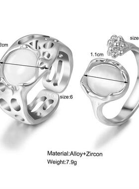 Vintage rings for women 覆古戒指小众设计轻奢开 口可调节食指
