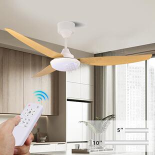 客厅风扇灯吸顶吊扇灯卧室房间灯带风扇实木电扇吊灯一体可调光