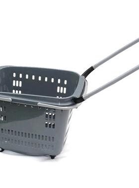 加厚材料超市料带轮购物篮4RXV5大容量塑拉杆便手提篮利店购升物