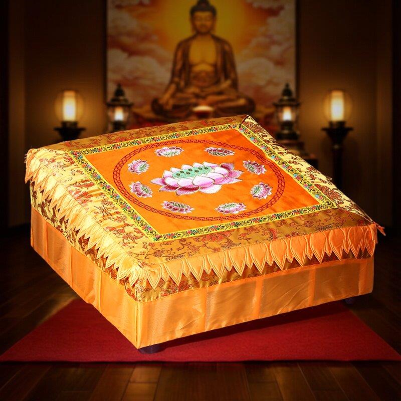 九品莲方型实木拜垫跪垫家用礼佛垫莲花拜神垫打坐垫佛具用品大全