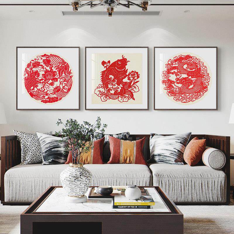 福字窗花剪纸挂画 画饭厅民宿客厅沙发壁画 画新中式国风礼品卡纸