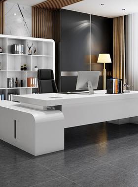 桌白色烤漆老板简约尚大班时台现代主管桌理经室办公桌女总裁桌子