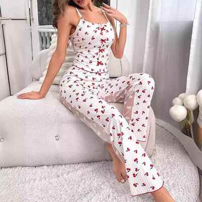 Splicing mesh suspender pajama set