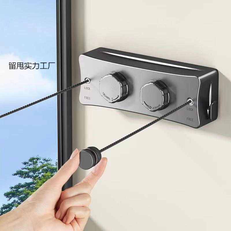 阳台隐形晾衣绳晾衣宿舍伸缩免打孔晾衣架卫生室内神器钢丝可伸缩