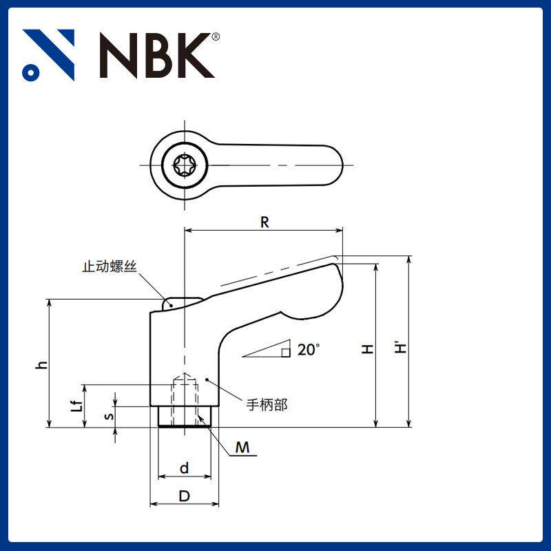 NBK LDCFS-NI-HP 微型夹紧手柄内螺纹 不锈钢把手可锁定调节旋转