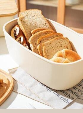 Large capacity wooden lid cutting bread toast storage box