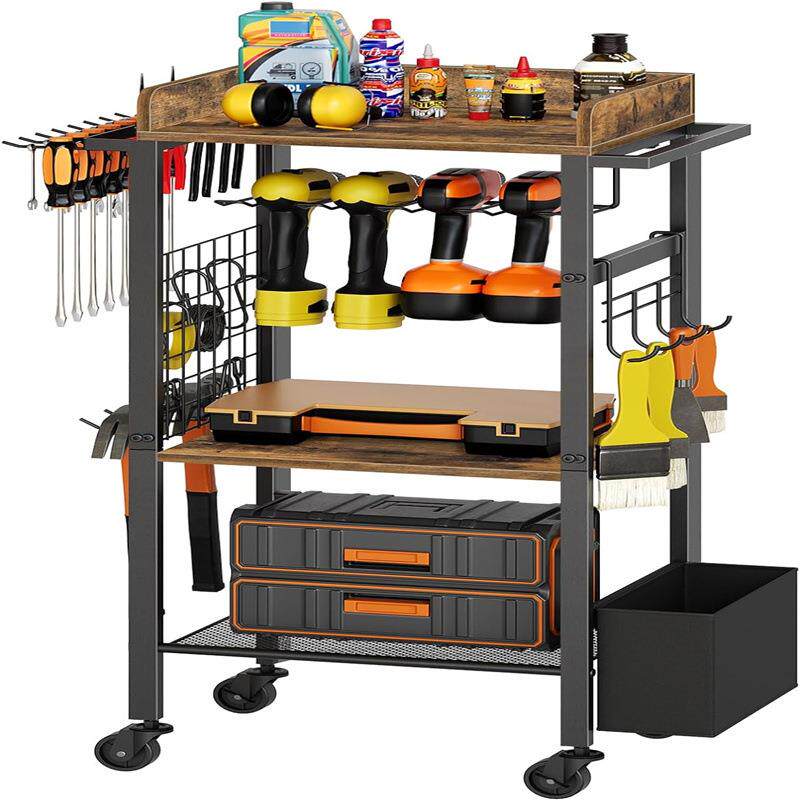 带轮子的花园工具收纳架电动工具收纳盒工具支架整理储物架置物架