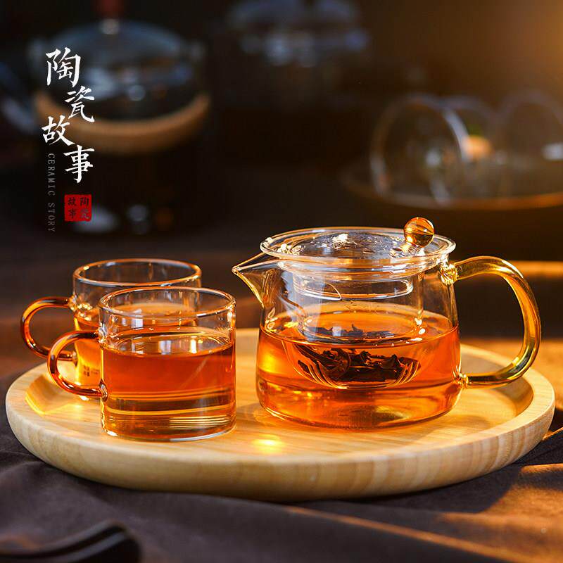 陶瓷故事功夫茶具家庭客厅茶盘花茶壶办公室小茶桌玻璃茶壶