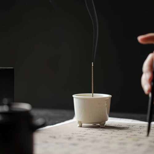 由草木灰小号线香高足摆件小炉炉熏香自用家用至批炉茶室陶瓷香炉