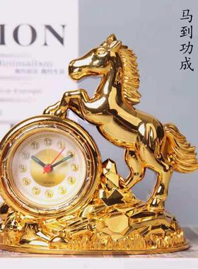 闹钟办公创意欧式复古怀旧客厅家用钟表桌面小摆件马到功成寓意