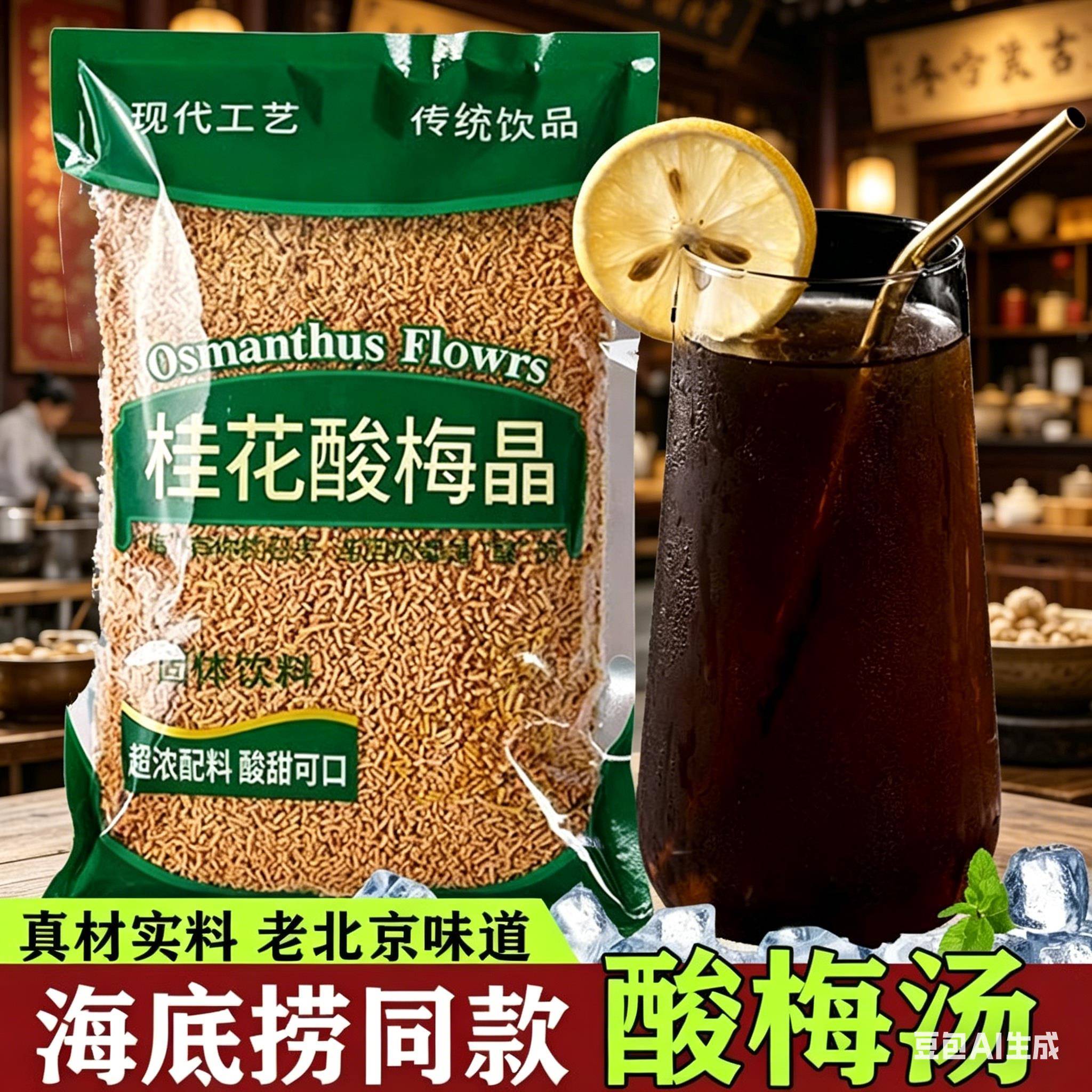 桂花酸梅粉晶酸梅汤原材料包浓缩速溶自制酸梅汁冲泡饮料官方旗舰