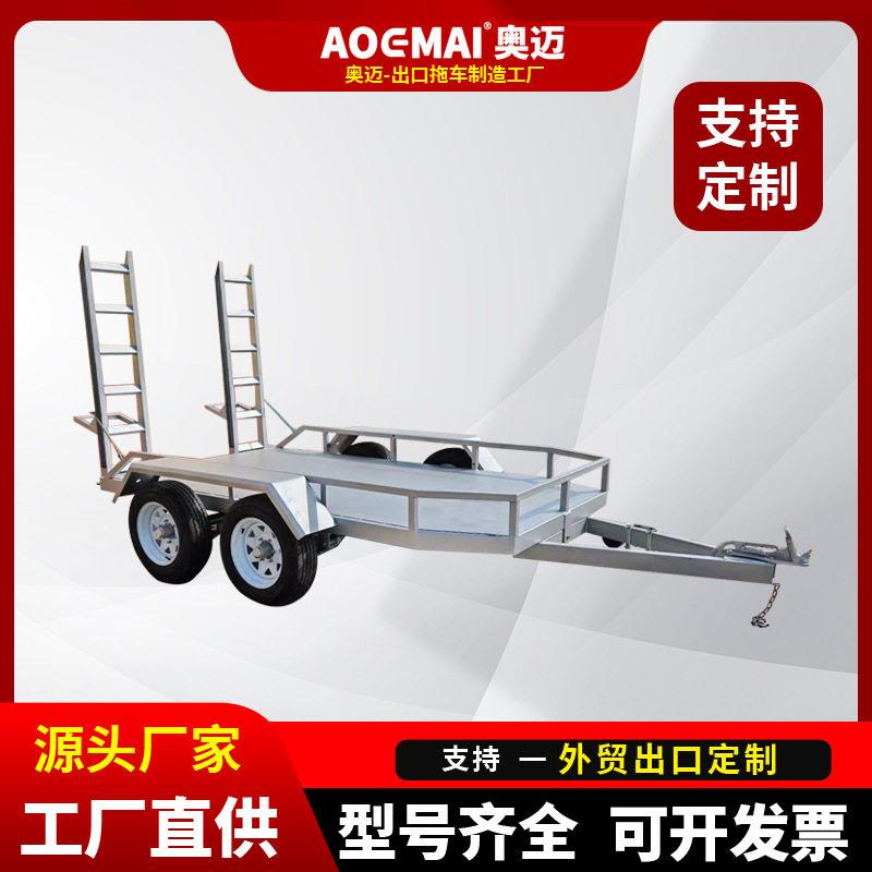 挖掘机拖车出口定制平板拖车热镀锌农机履带工具车拖车工厂
