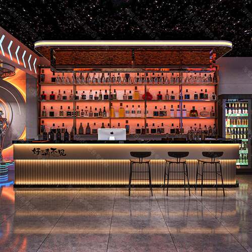 现代酒吧吧台酒馆台球厅前台电竞网咖收银台足浴KTV健身房接待台