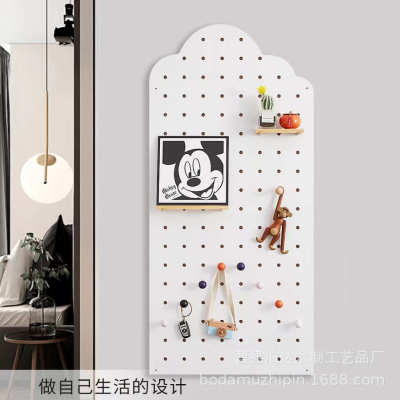 墙壁物洞洞架挂装饰云朵屋全搁板置墙板形架木质一字层板收纳