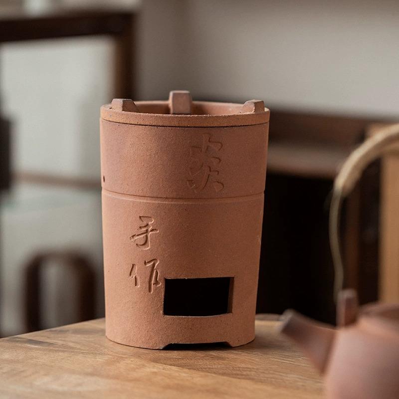 红泥炉粗陶炭炉泡茶炉碳烤炉小火炉中国风炉煮茶壶烧炭炉干烧明火