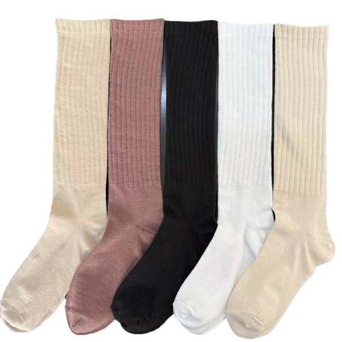 Cute Socks for Women (5 Pairs) Warm Thick Slim-Fit Solid
