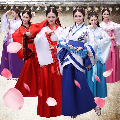 汉服女曲裾嫦娥仙女舞蹈服襦裙戏曲服装演出服学生古装毕业成人礼