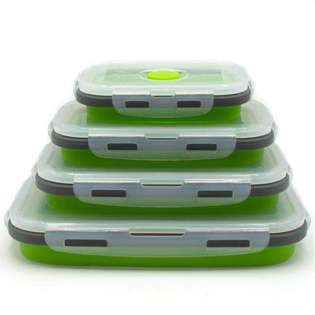 4Pcsset Silicone Folding Bento Box Collapsible Portable
