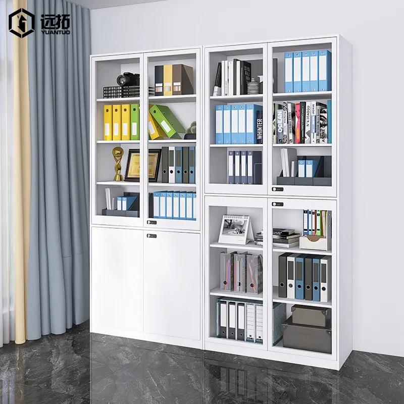 钢制2米高文件柜白色书柜办公室档案资料铁皮柜密码锁玻璃凭证柜