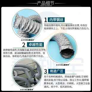 加厚高温伸缩风管尼布帆布龙通865风管三布防排烟耐气软连接管道