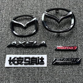 适用马自达3昂克赛拉改装车标前后标黑化 MAZDA3中网标尾标装饰