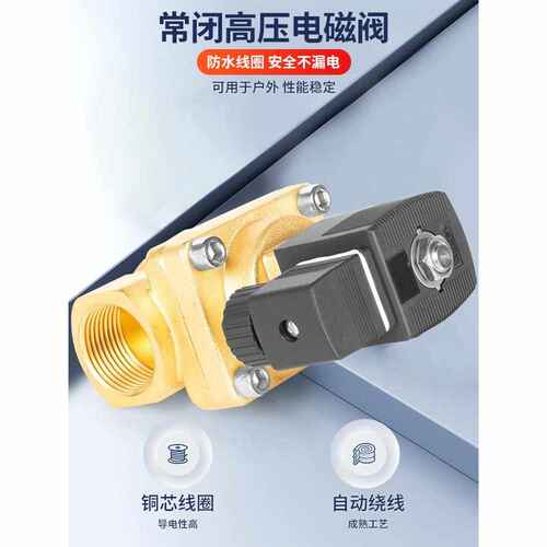 。50公斤高压电磁阀4分6分1寸高温管道开关黄铜水阀阀门AC220VDC2