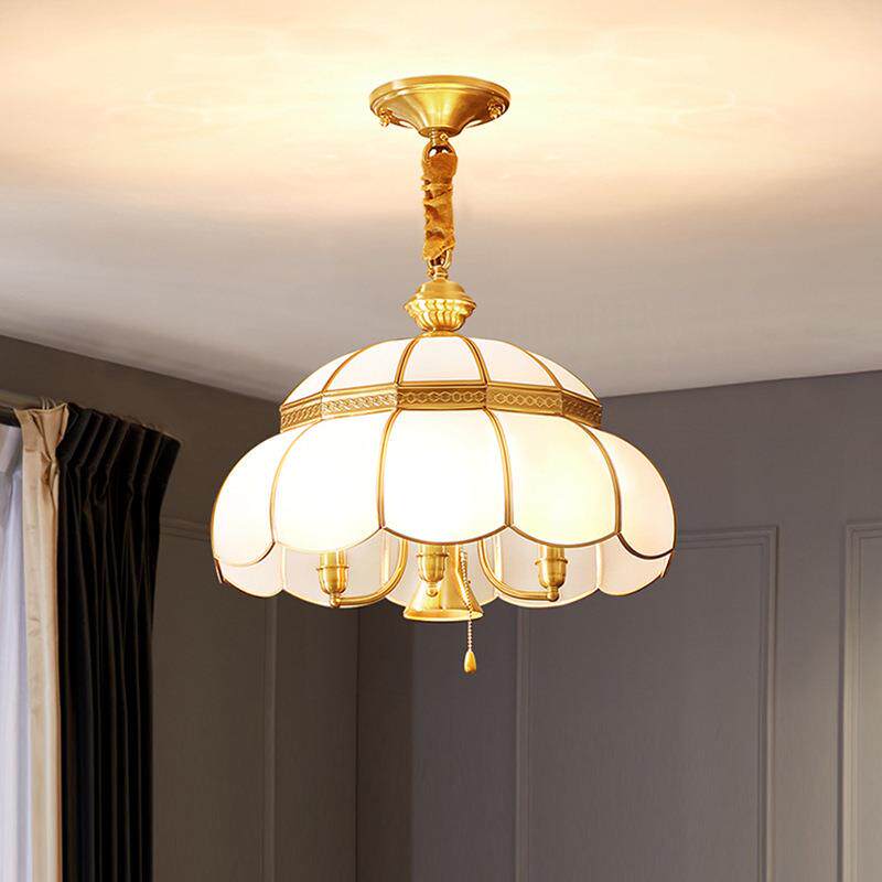 全铜欧式餐厅吊灯轻奢高级感水晶灯美式复古阳台灯创意走廊灯