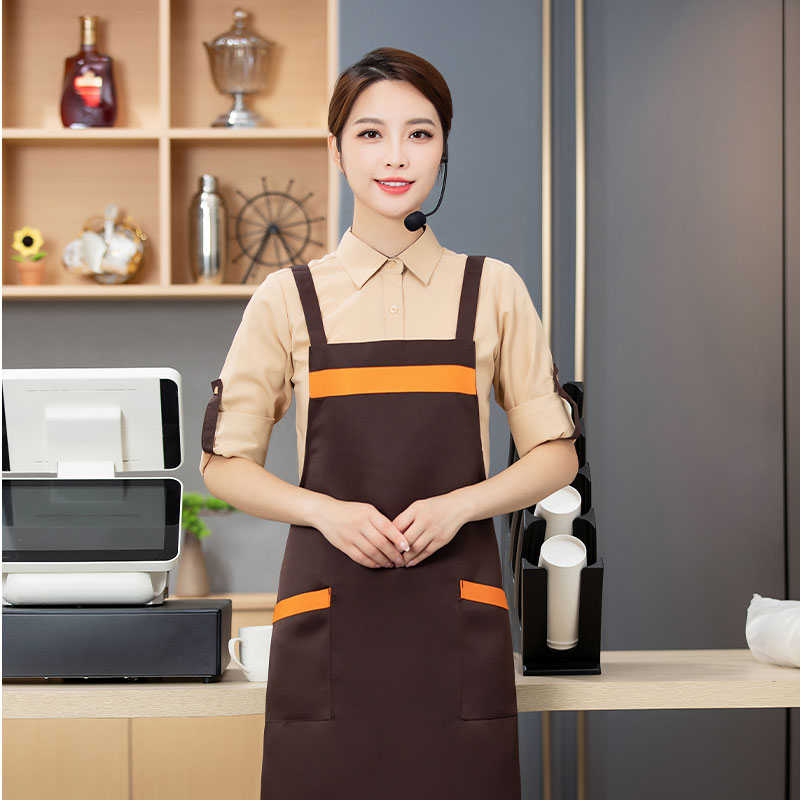 定制围裙DIY双肩H背印字logo火锅店奶茶咖啡店超市服务员餐厅围腰