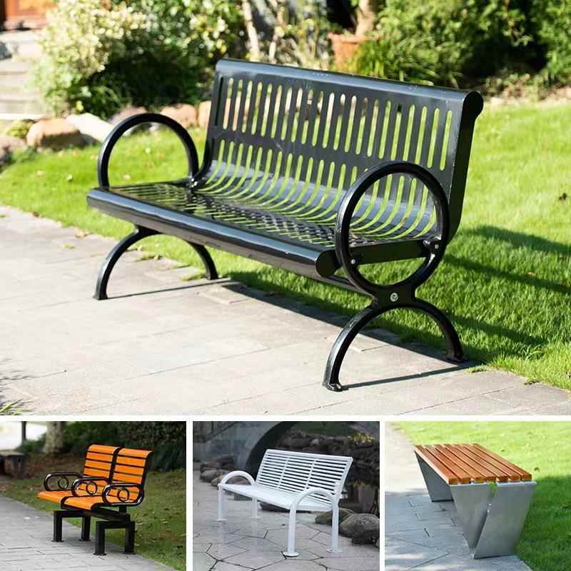 公园椅户外长椅铸铝铁艺休闲椅小区物业双人座椅庭院室外长凳