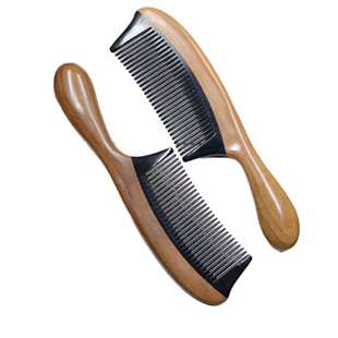 美发梳大号绿梳子柄梳拼接圆牛角梳衡山厂家精品按摩檀木