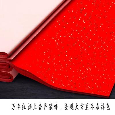 画纸万红洒金金烫金wnh-0011书画年纸加厚四描书尺六尺万年红纸春