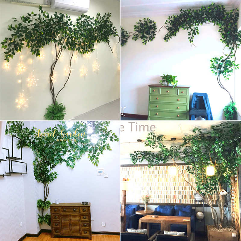 仿真树叶树枝树藤假叶子竹子藤条藤蔓植物室内装饰大型绿植墙绿叶