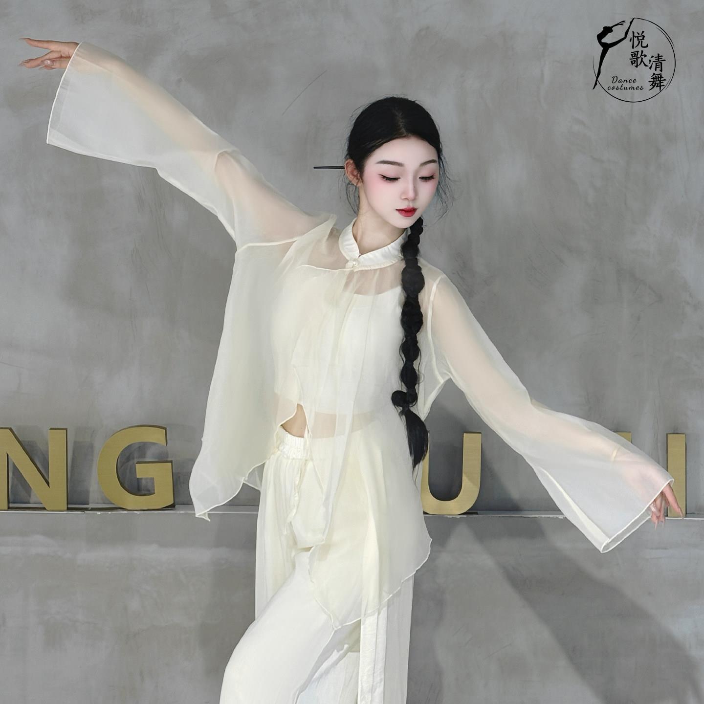 现代舞衬衫夏天古典舞练功服飘逸中国舞服装宽松舞蹈上衣女款新款图片