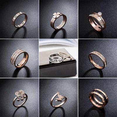 Rose gold titanium steel couple ring color gold love you 1 t