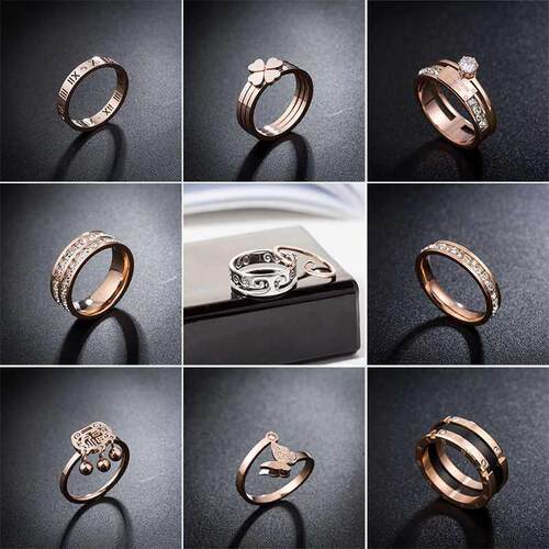 Rose gold titanium steel couple ring color gold love you 1 t