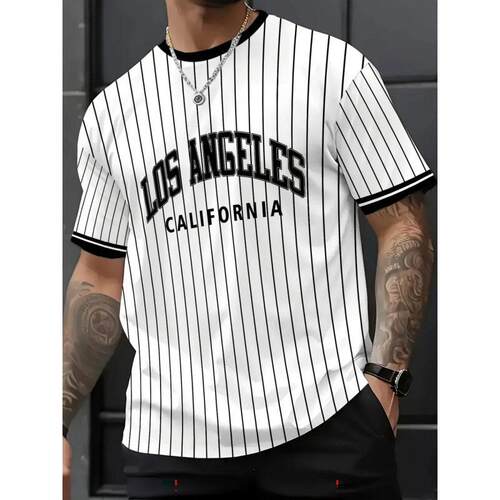 Men's Summer Striped New York Baseball T-Shirt